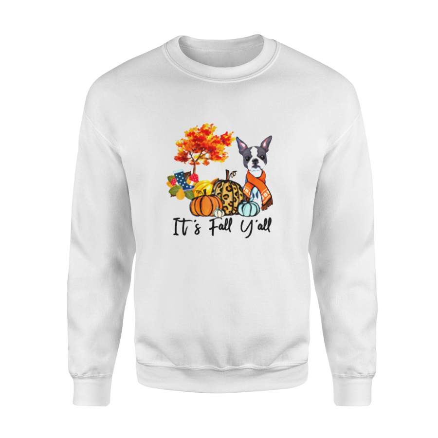 Animals gift idea it’s Fall Y’all Boston Terrier Dog Pumpkin Falling T-Shirt – Standard Fleece Sweatshirt