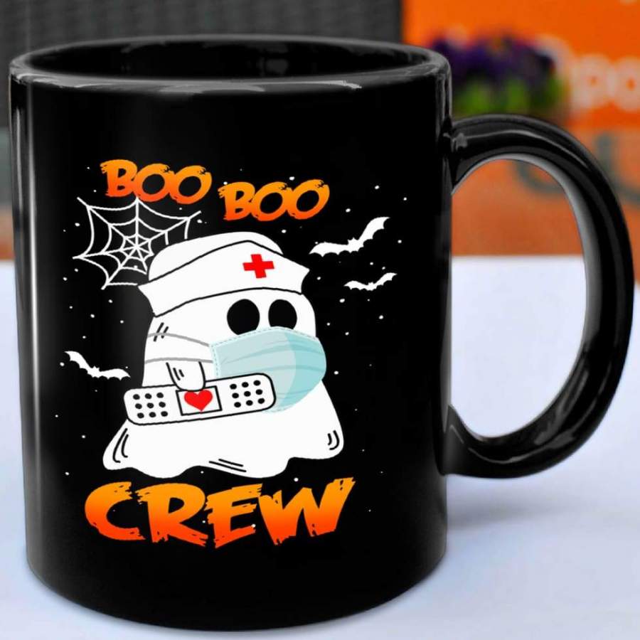 Ghost Boo Boo Nurse Crew Halloween Black Ceramic Coffee Mug 11 oz And 15 oz