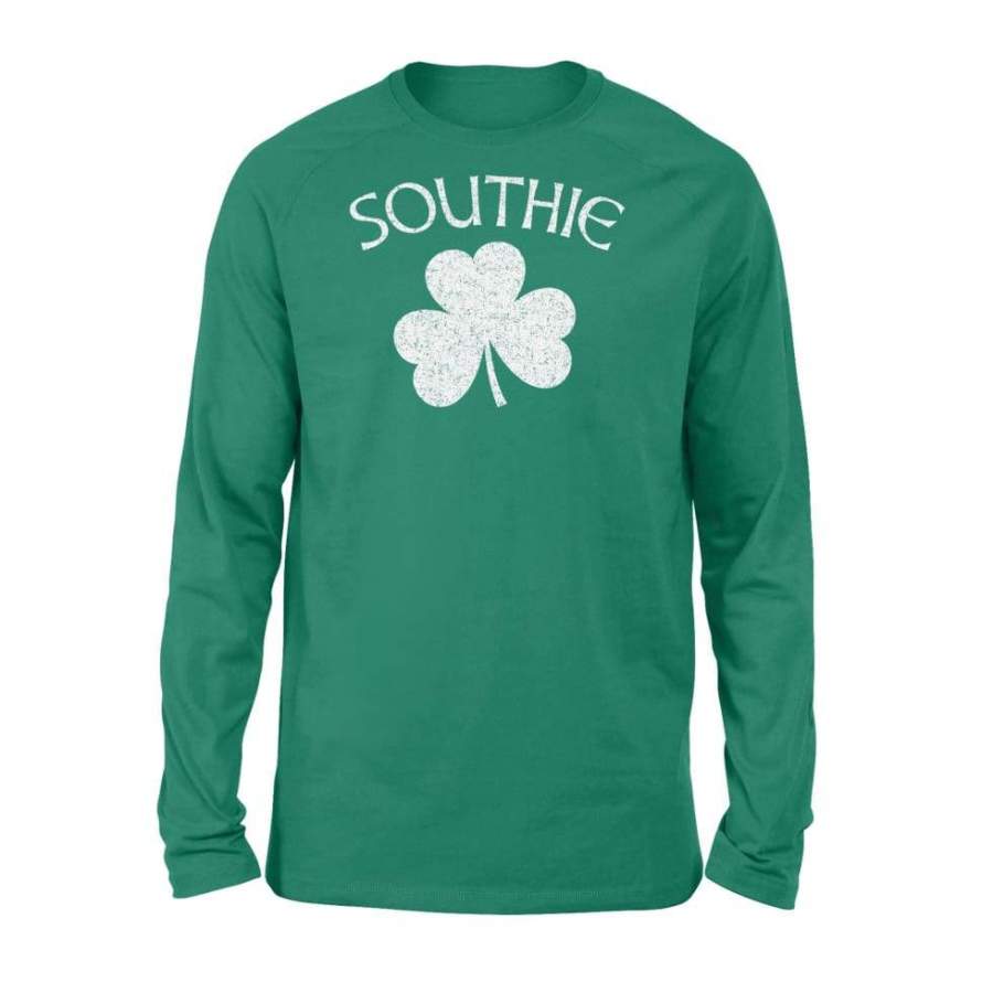 Boston Southie Irish Shamrock Distressed White Print – Standard Long Sleeve