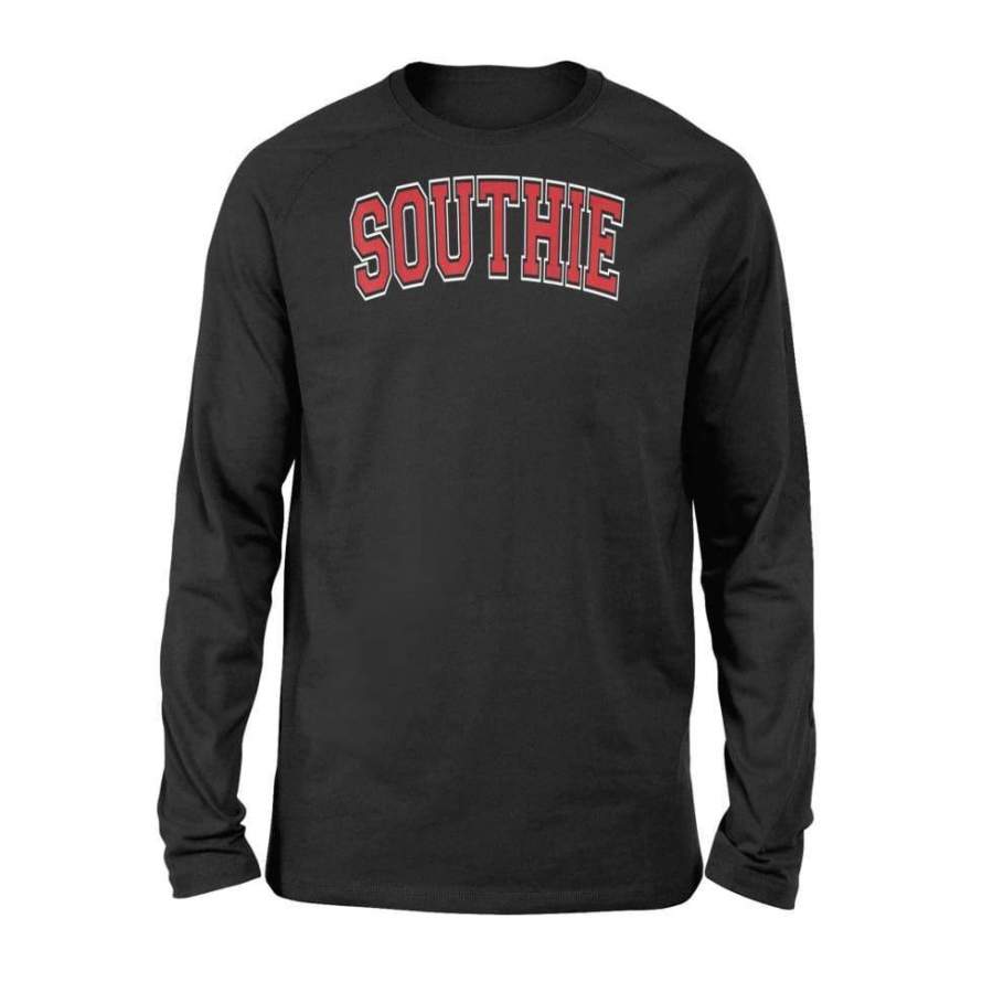 Boston Southie – Varsity Style Red Text – Standard Long Sleeve