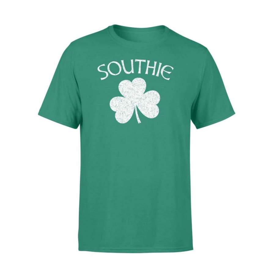 Boston Southie Irish Shamrock Distressed White Print – Standard T-shirt