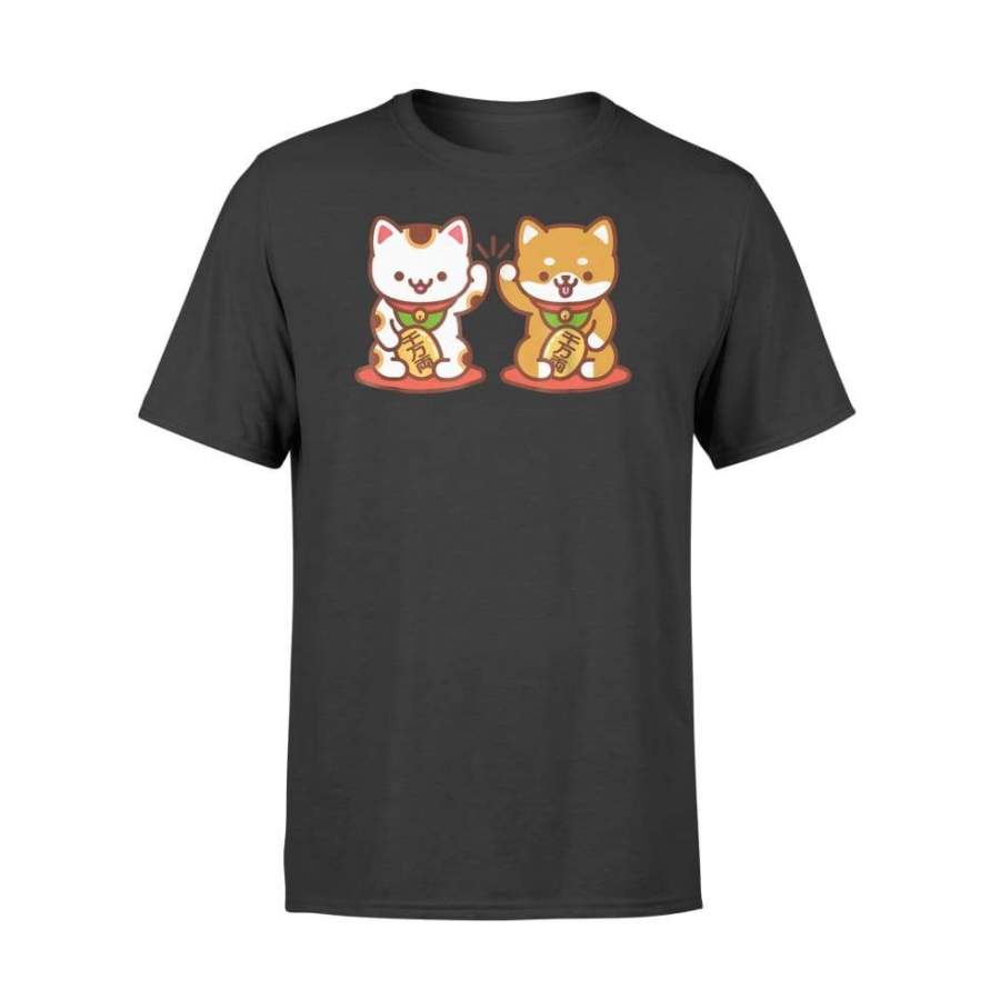 Kawaii Dog Cat MANEKINEKO High Five Lucky Cat – Standard T-shirt