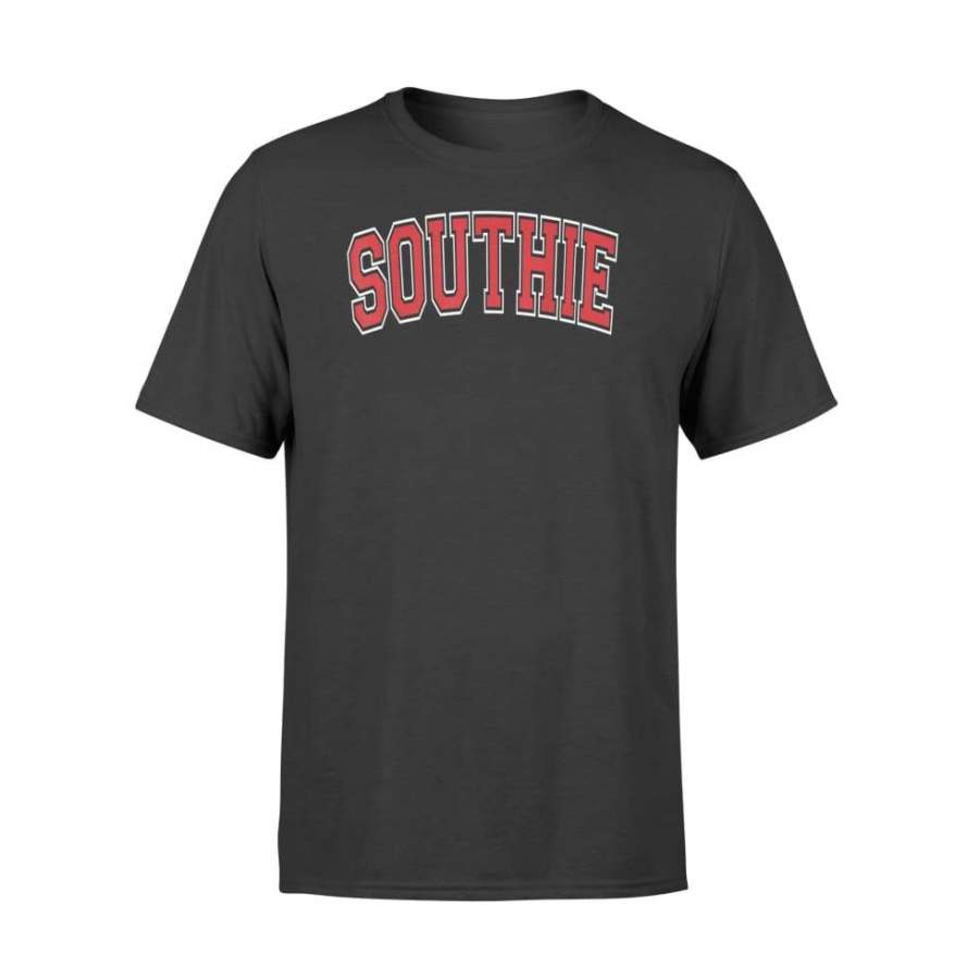 Boston Southie – Varsity Style Red Text – Standard T-shirt