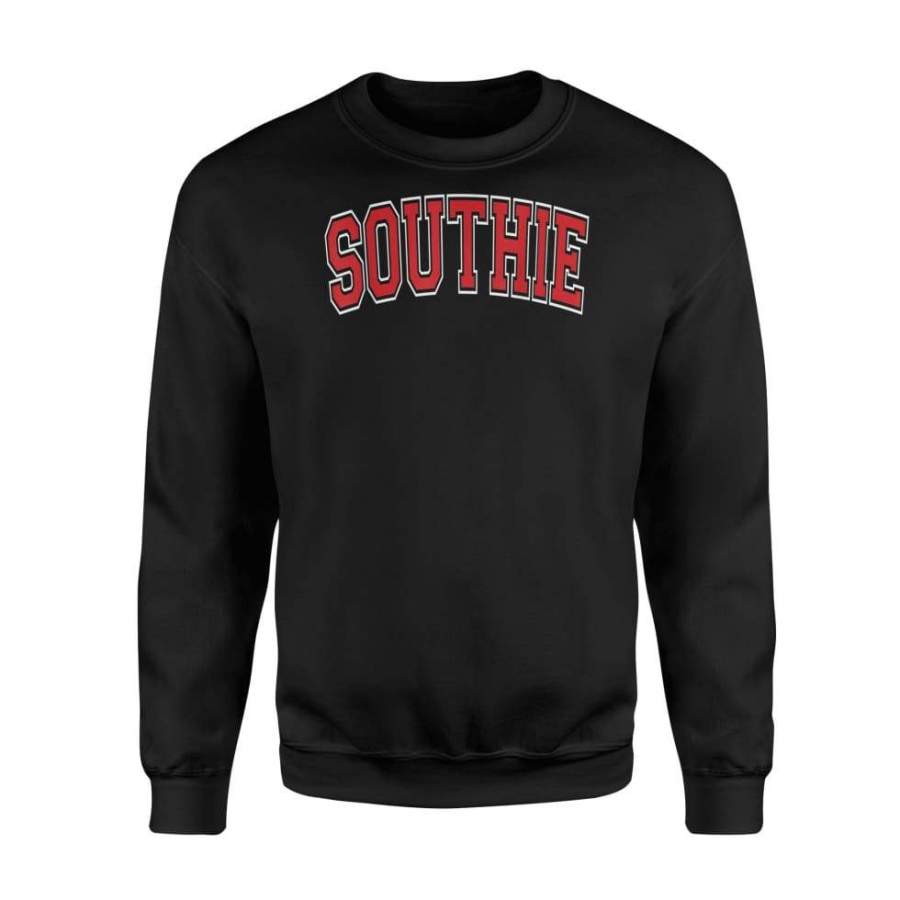 Boston Southie – Varsity Style Red Text – Standard Fleece Sweatshirt