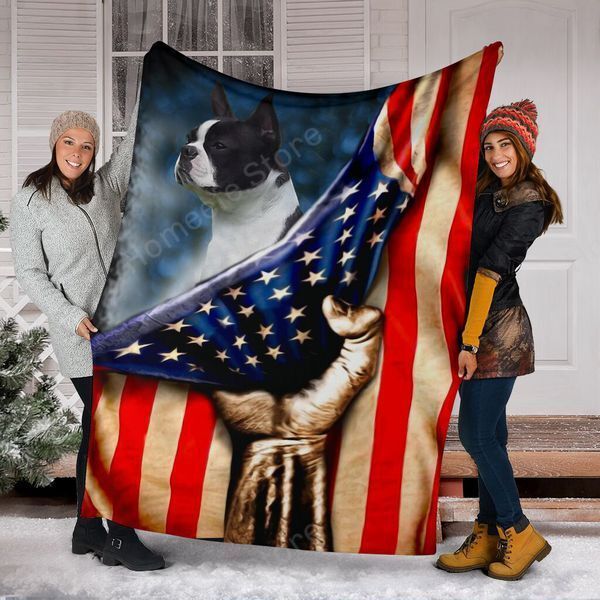 Boston Terrier Flag Dog Quilt AM180834