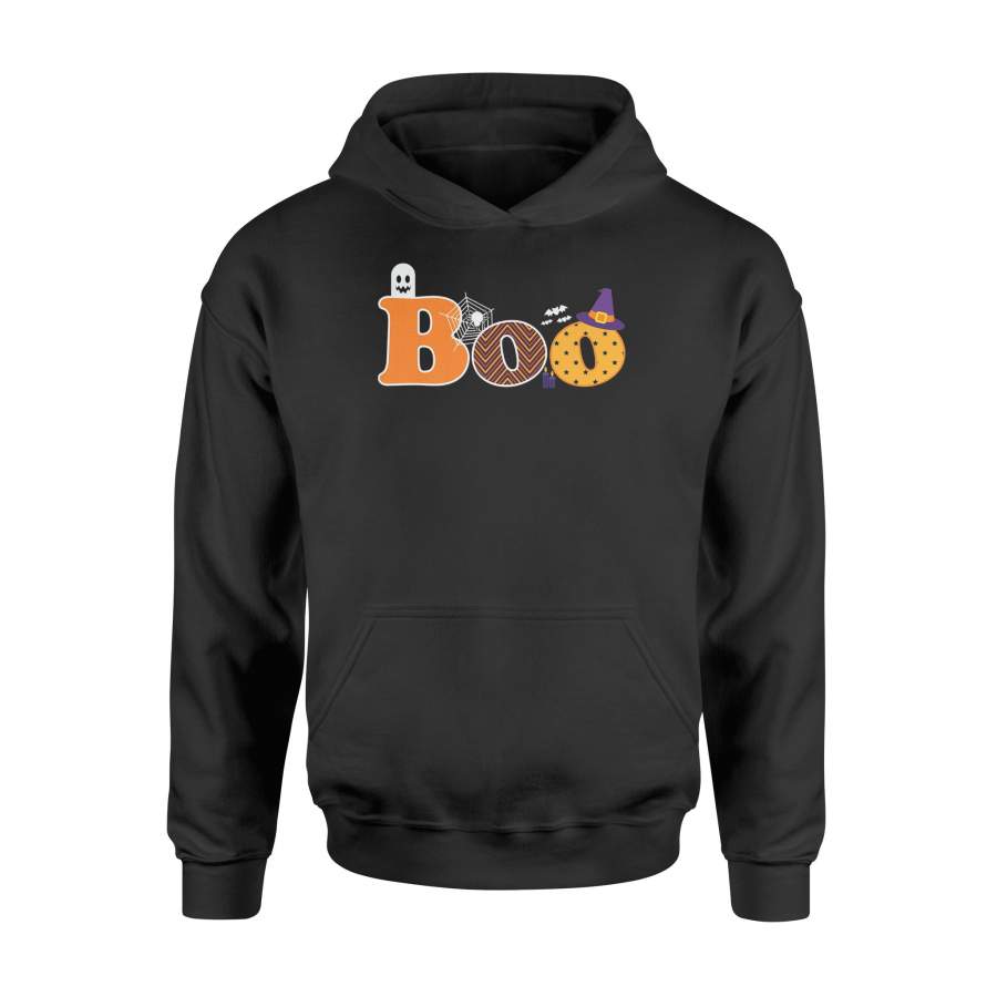 Boo Halloween With Ghost, Spider, Bat and Witch Hat – Standard Hoodie