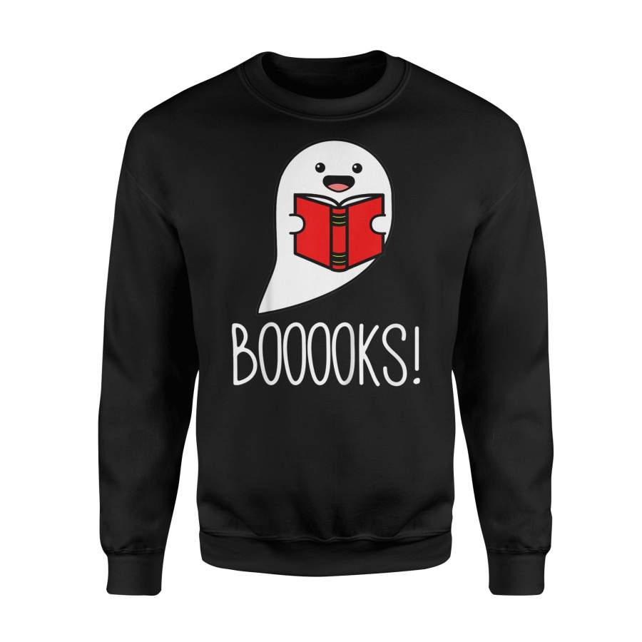 Booooks, Funny Halloween, Cute Ghost Reading Library Books png – Standard Fleece Sweatshirt