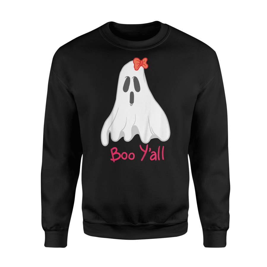 Boo Yall Girl Ghost Scary Creepy Halloween Party Costume – Premium Fleece Sweatshirt