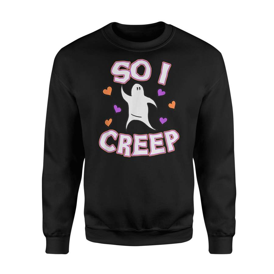 2019 Halloween So I creep Ghost Hearts – Premium Fleece Sweatshirt