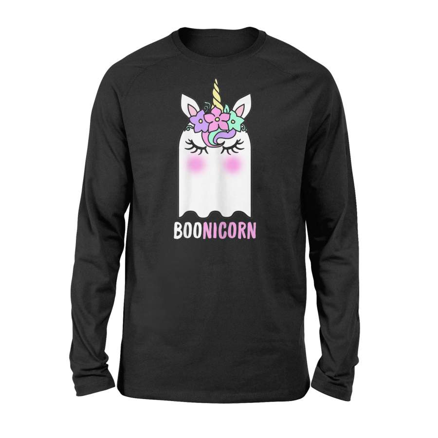 Boonicorn Unicorn Ghost, Unicorn Halloween Shirt for Girls – Premium Long Sleeve