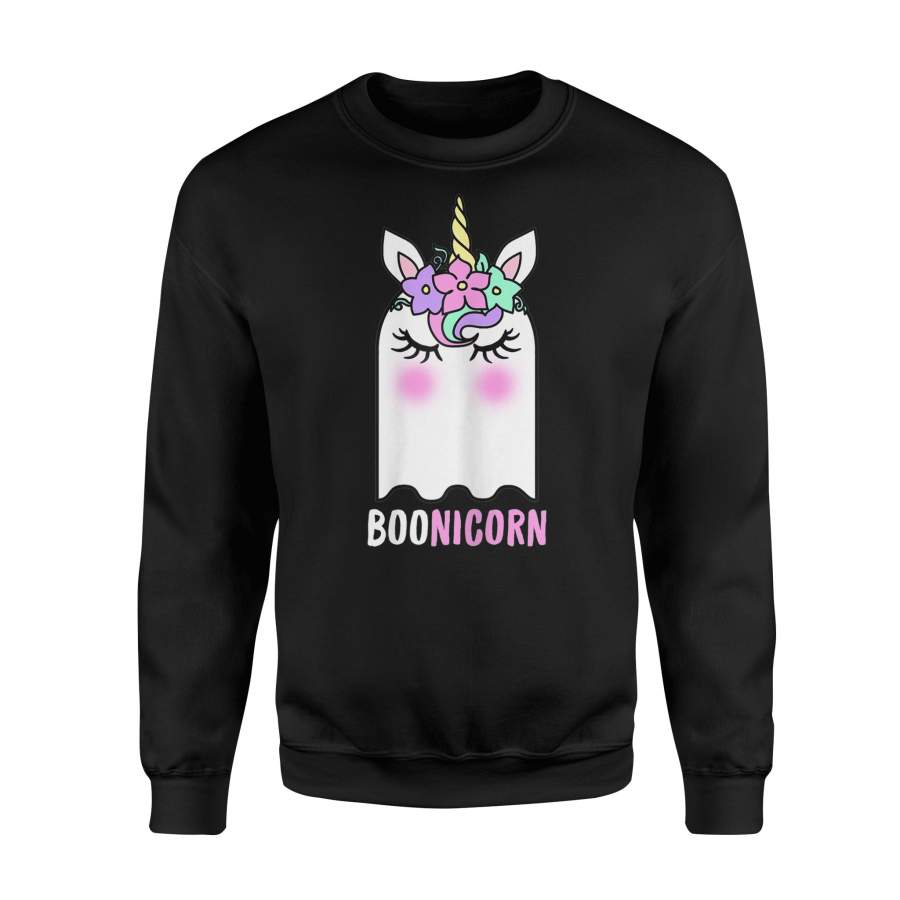 Boonicorn Unicorn Ghost, Unicorn Halloween Shirt for Girls – Premium Fleece Sweatshirt