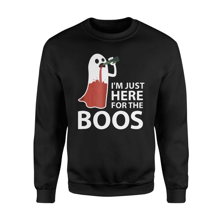 Halloween Ghost Drinking Here For The Boos Wine T-Shirt – Standard Fleece Sweatshirt