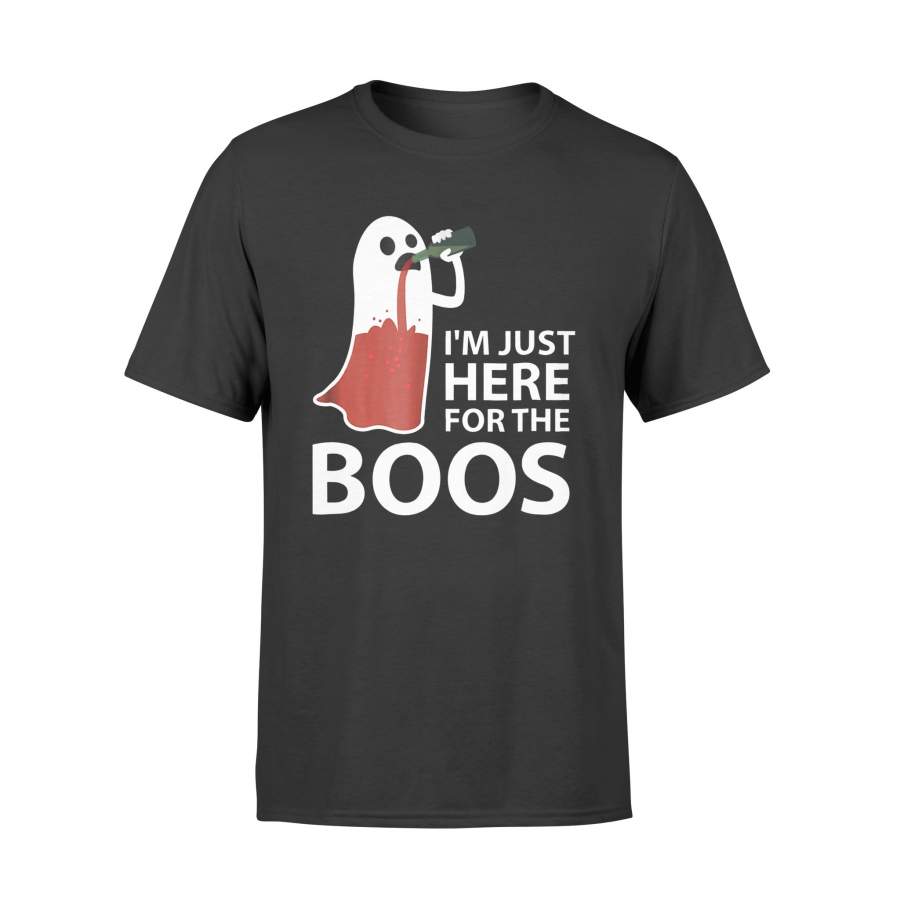 Halloween Ghost Drinking Here For The Boos Wine T-Shirt – Standard T-shirt