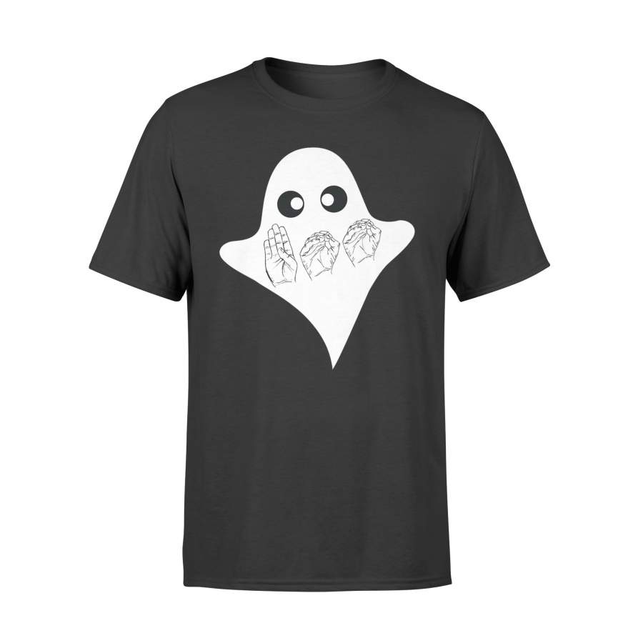 BOO ASL Sign Language Funny Ghost Halloween T-Shirt – Standard T-shirt