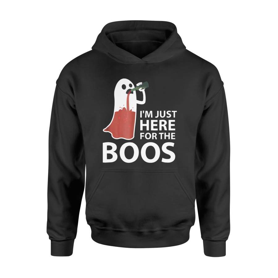 Halloween Ghost Drinking Here For The Boos Wine T-Shirt – Standard Hoodie