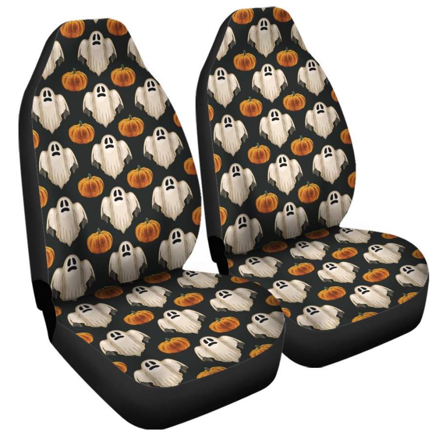 Ghost And Pumpkin Pattern Print Universal Fit Car Seat Covers