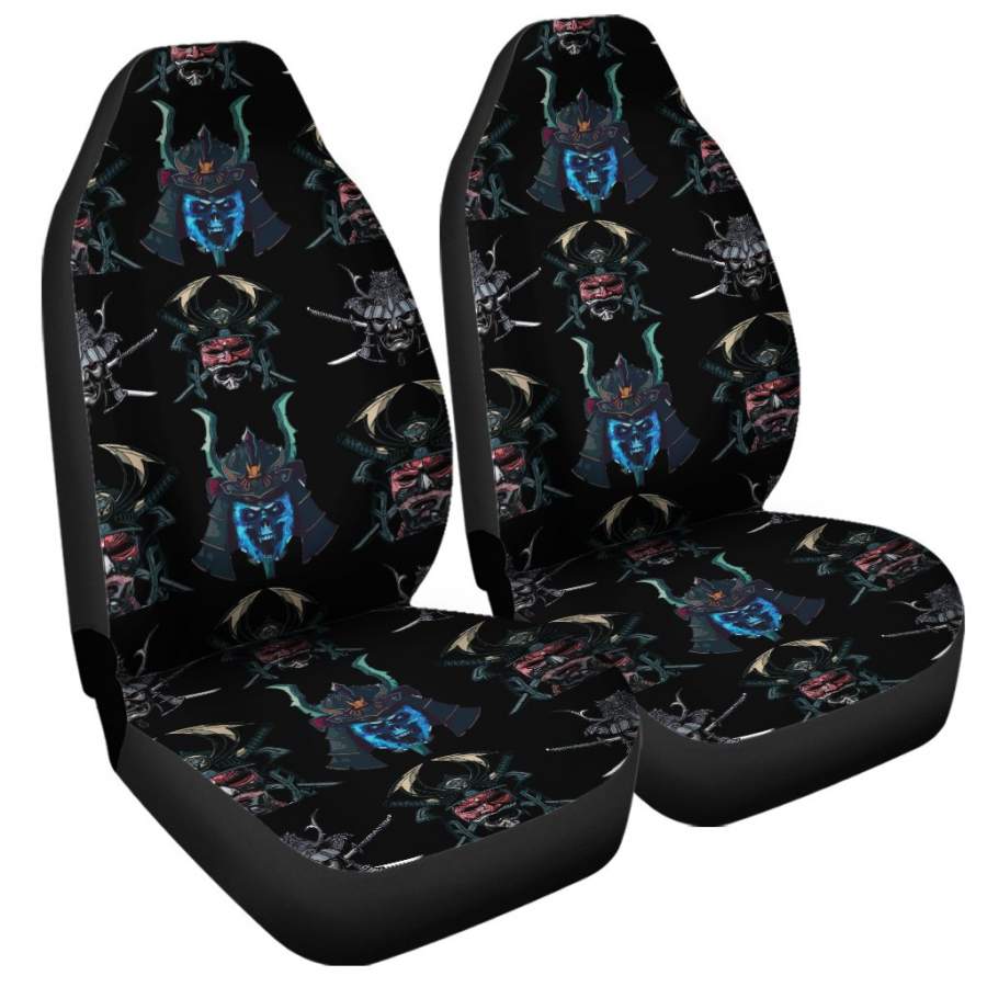 Ghost Samurai Mask Pattern Print Universal Fit Car Seat Covers