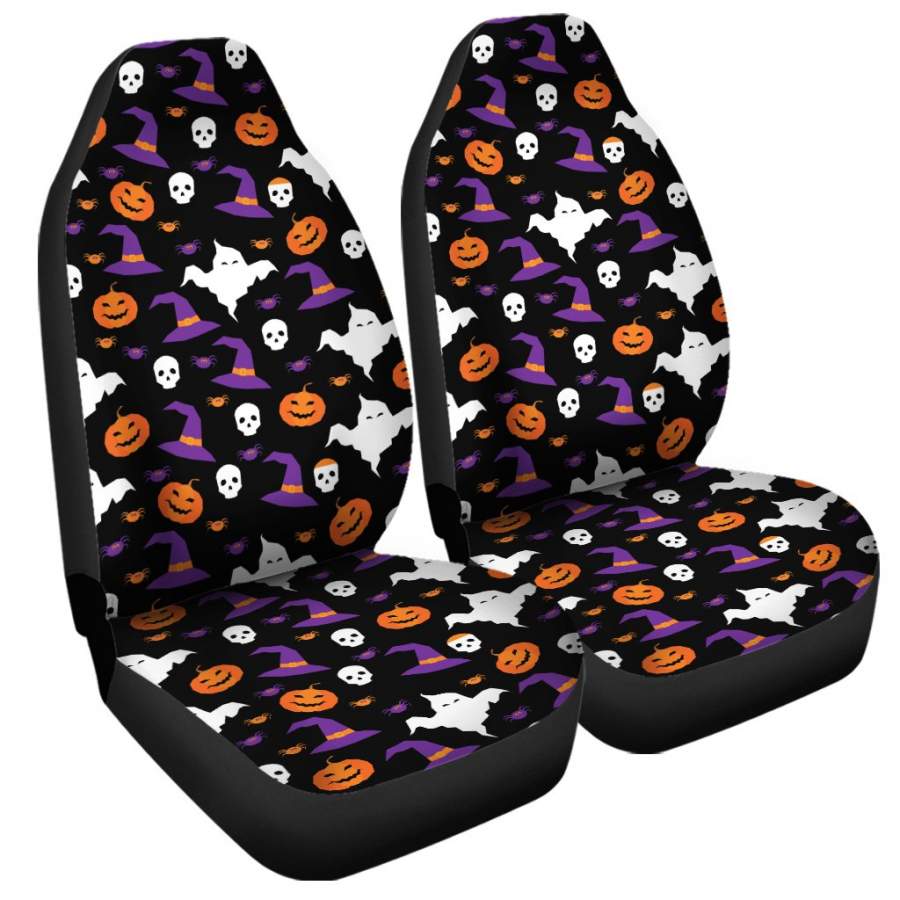 Happy Halloween Ghost Pattern Print Universal Fit Car Seat Covers