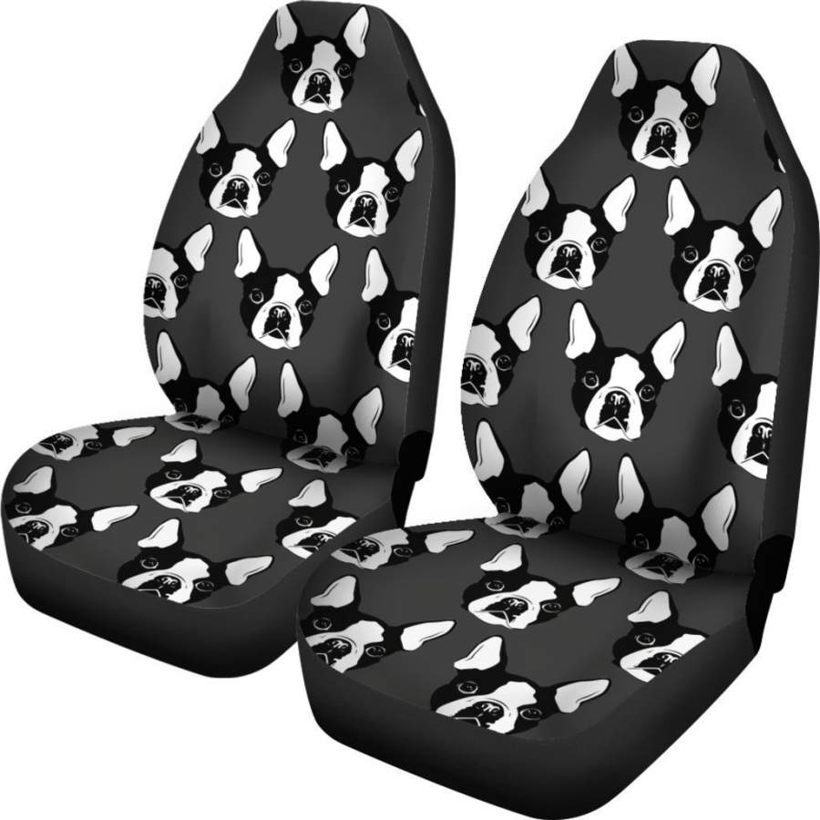 Black And White Boston Terrier Universal Fit Car Seat Covers