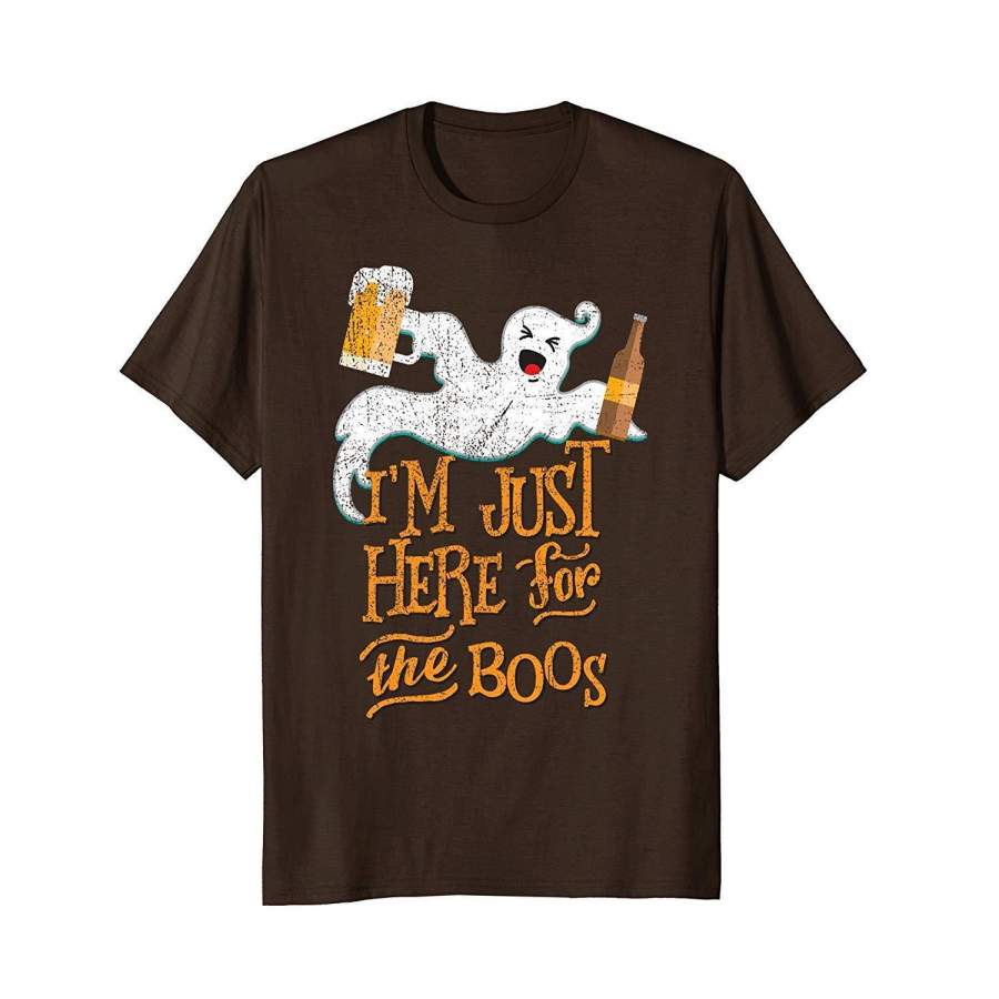 I’m Only Here For The Boos Funny Beer Ghost Halloween Tshirt