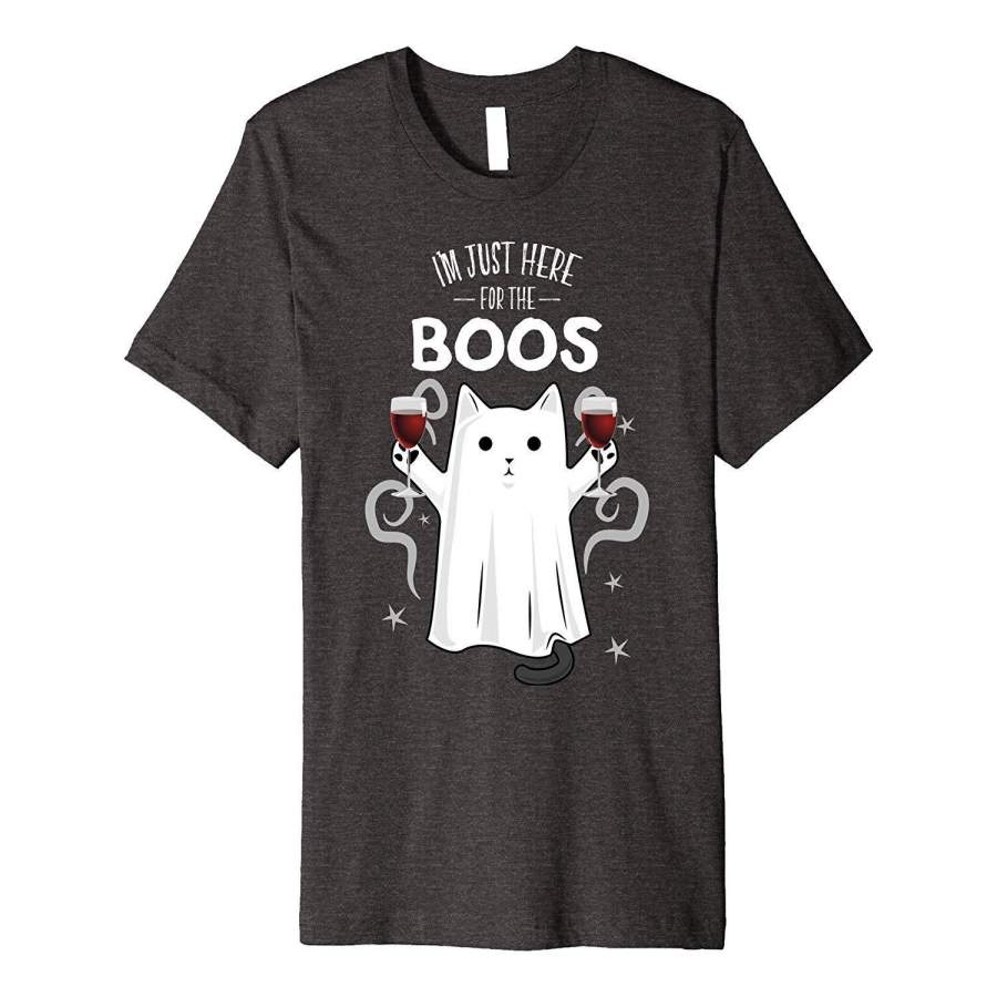 I’m Just Here for the Boos Shirt Halloween Cat Ghost Shirt