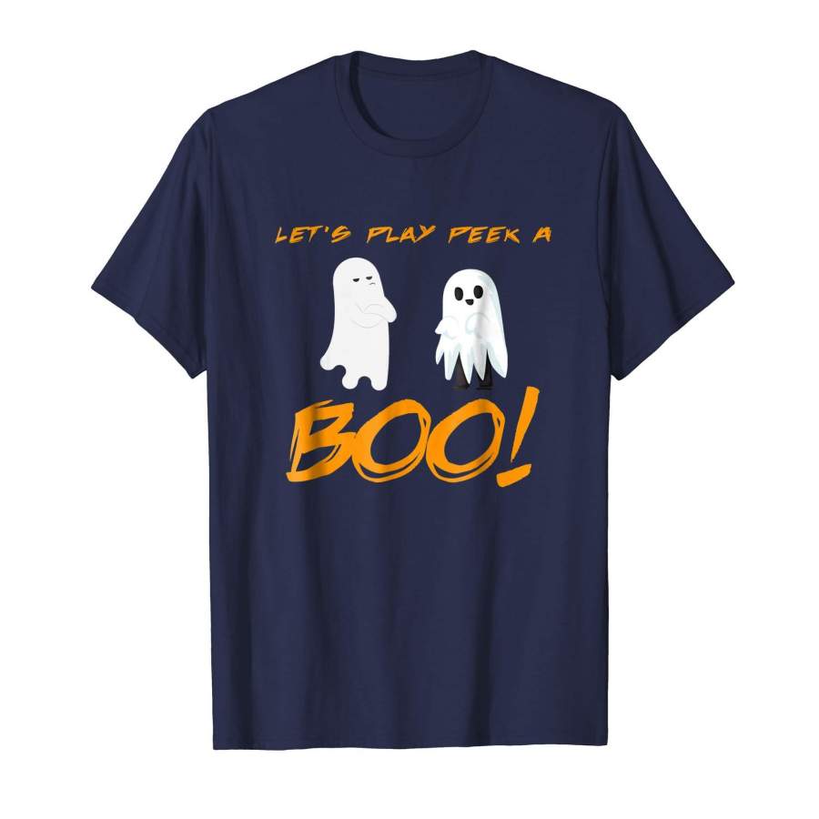 Funny Cute Ghost Play Peek A Boo Halloween Men Women T-Shirt