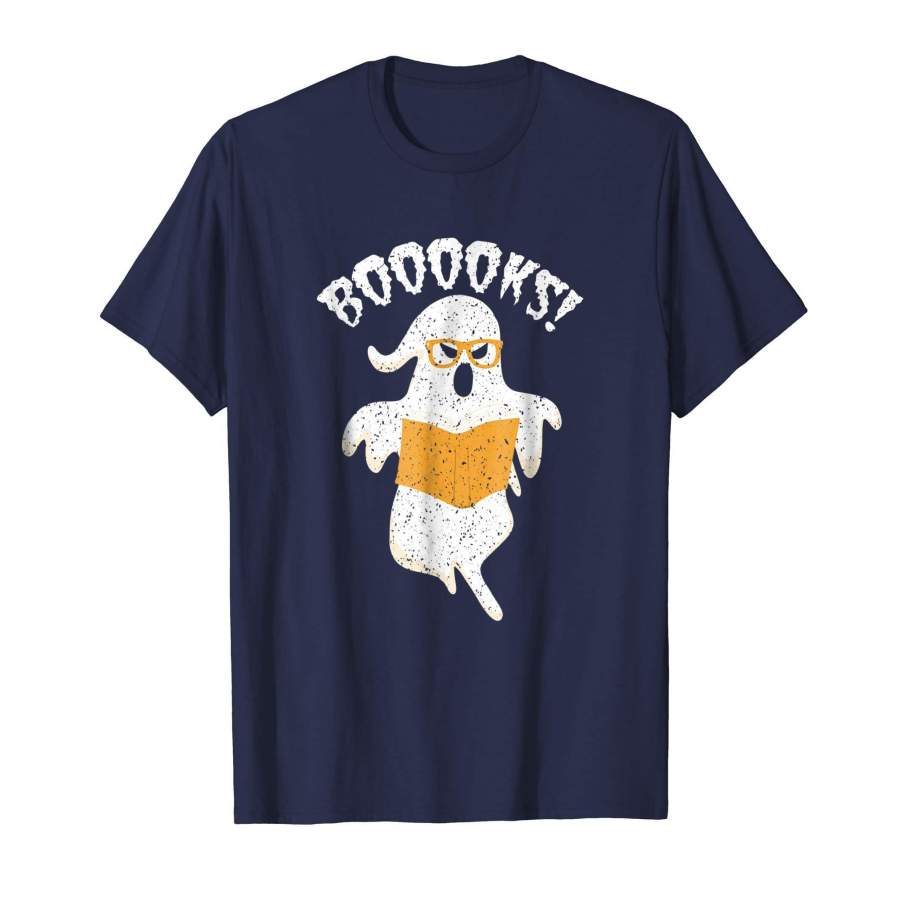 Book Reader Nerd Ghost T-Shirt Boooks Halloween Reading Tee