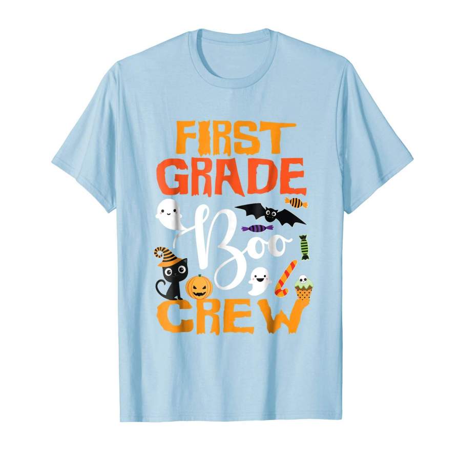 Black Cat Pumpkin Candy Ghost Tshirt First Grade BOO Crew