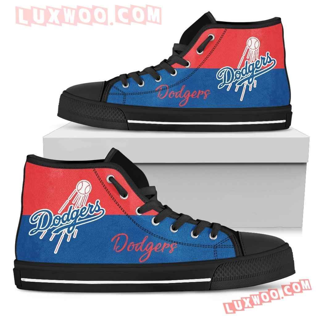 Divided Colours Stunning Logo Los Angeles Dodgers High Top Shoes Sport Sneakers