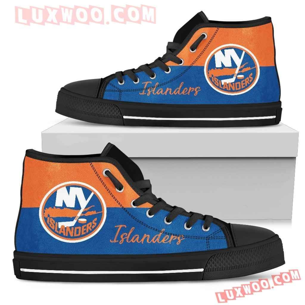 Divided Colours Stunning Logo New York Islanders High Top Shoes Sport Sneakers