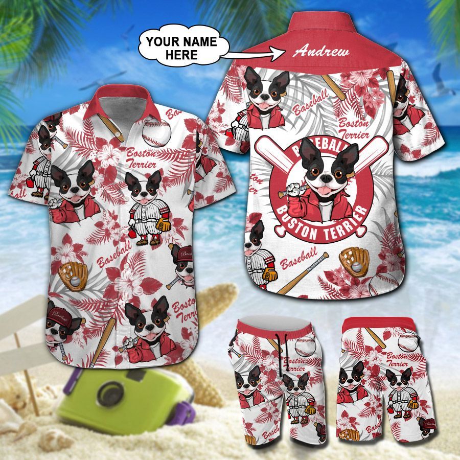 Boston Terrier Baseball Custom Name Hawaiian Shirt 207 ND4519