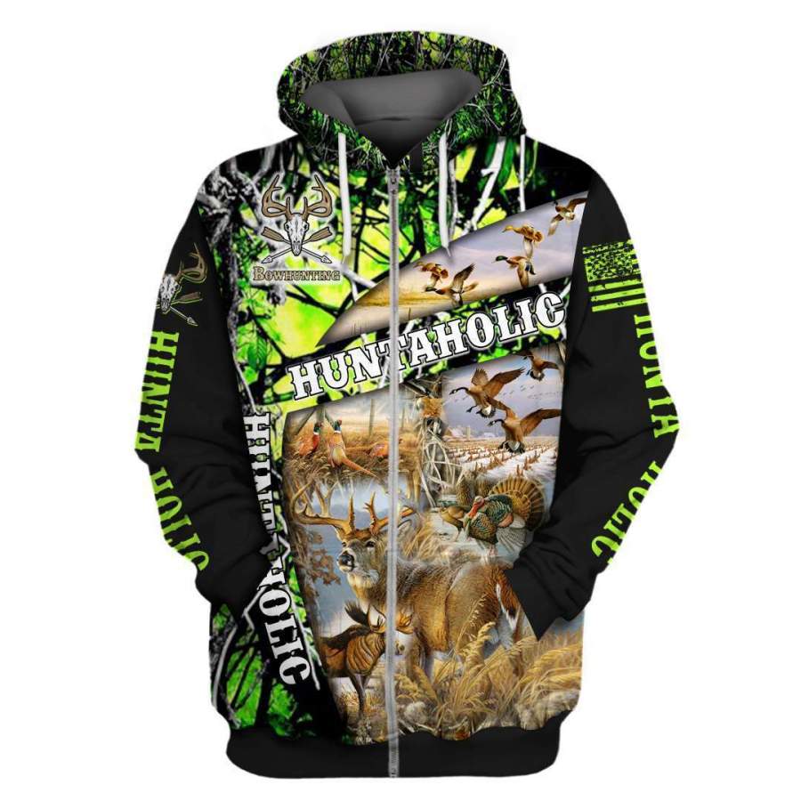 Huntaholic Muddy Camo Branded Unisex Zip Up Hoodie