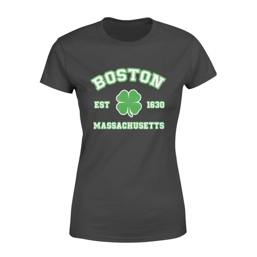 Distressed St. Patricks Day T-Shirt Irish Boston Mass Tee – Standard Women’s T-shirt