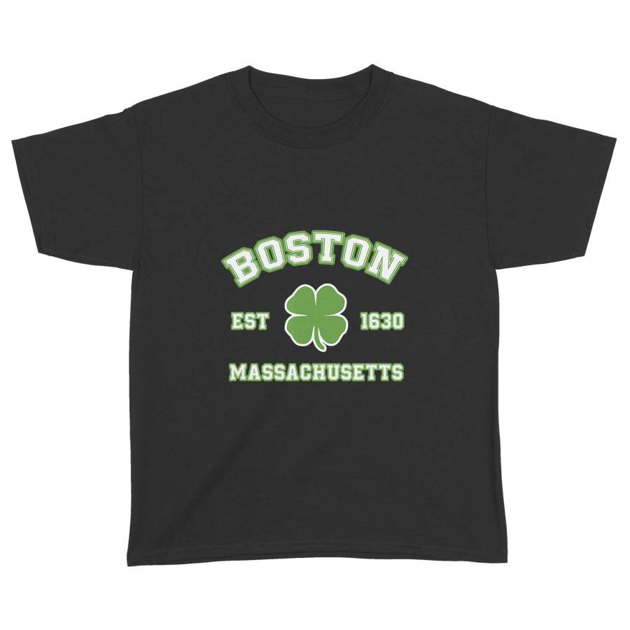 Distressed St. Patricks Day T-Shirt Irish Boston Mass Tee – Standard Youth T-shirt