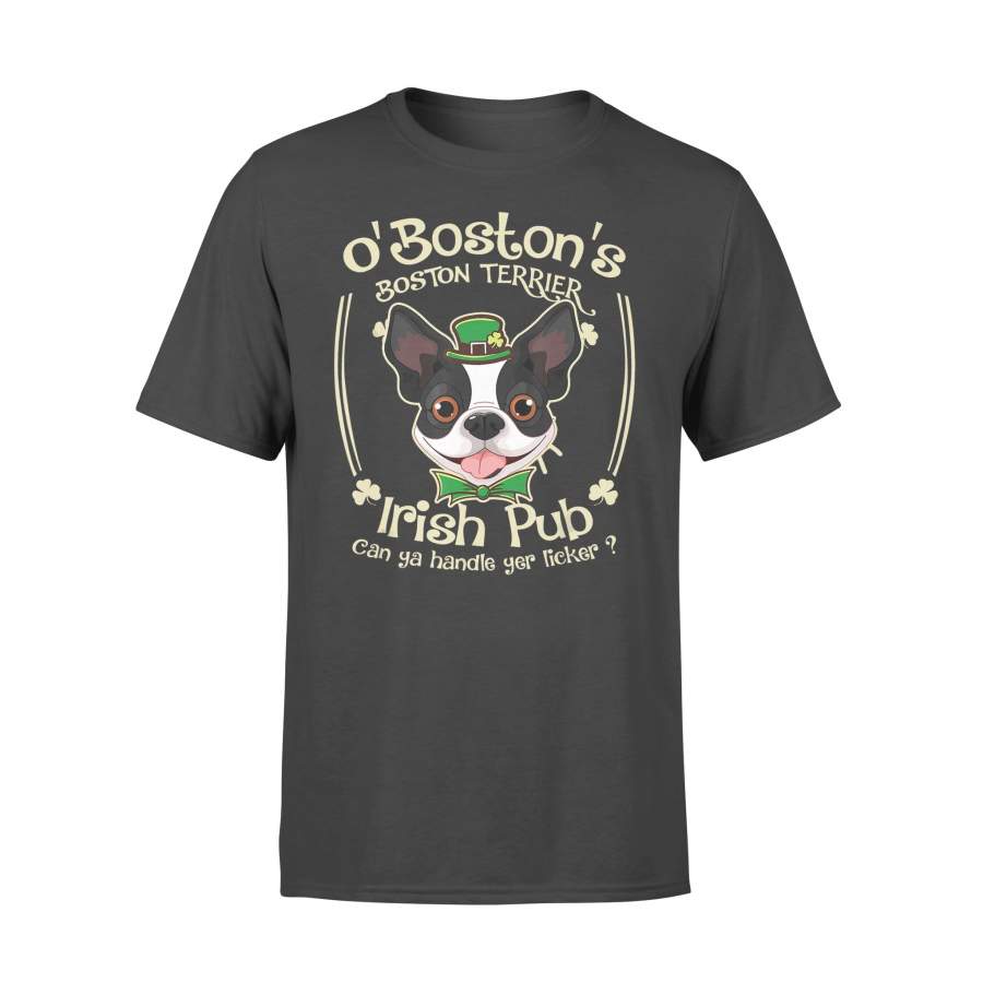 Boston Terrier Saint Patrick Gifts – Funny Bostie Irish Pub T-Shirt – Standard T-shirt