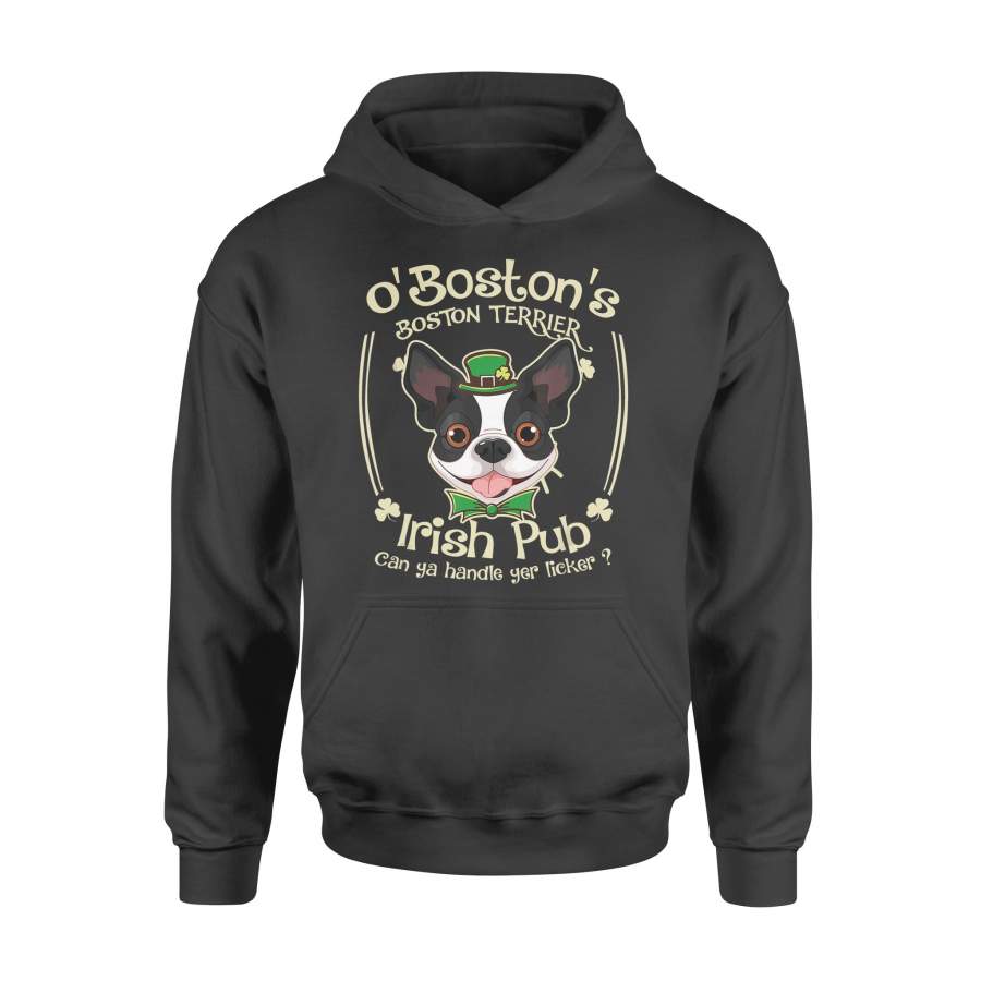 Boston Terrier Saint Patrick Gifts – Funny Bostie Irish Pub T-Shirt – Standard Hoodie