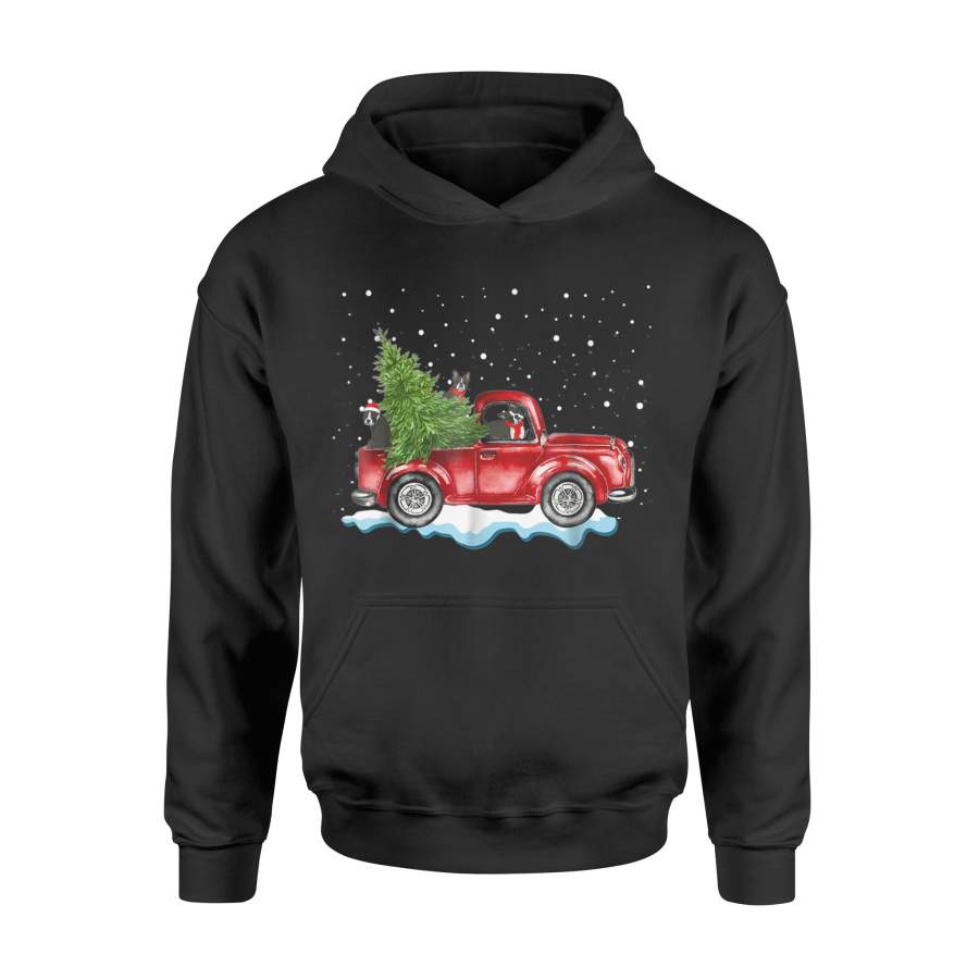 Boston Terrier Dogs Ride Red Truck Christmas Tshirt Gifts – Standard Hoodie