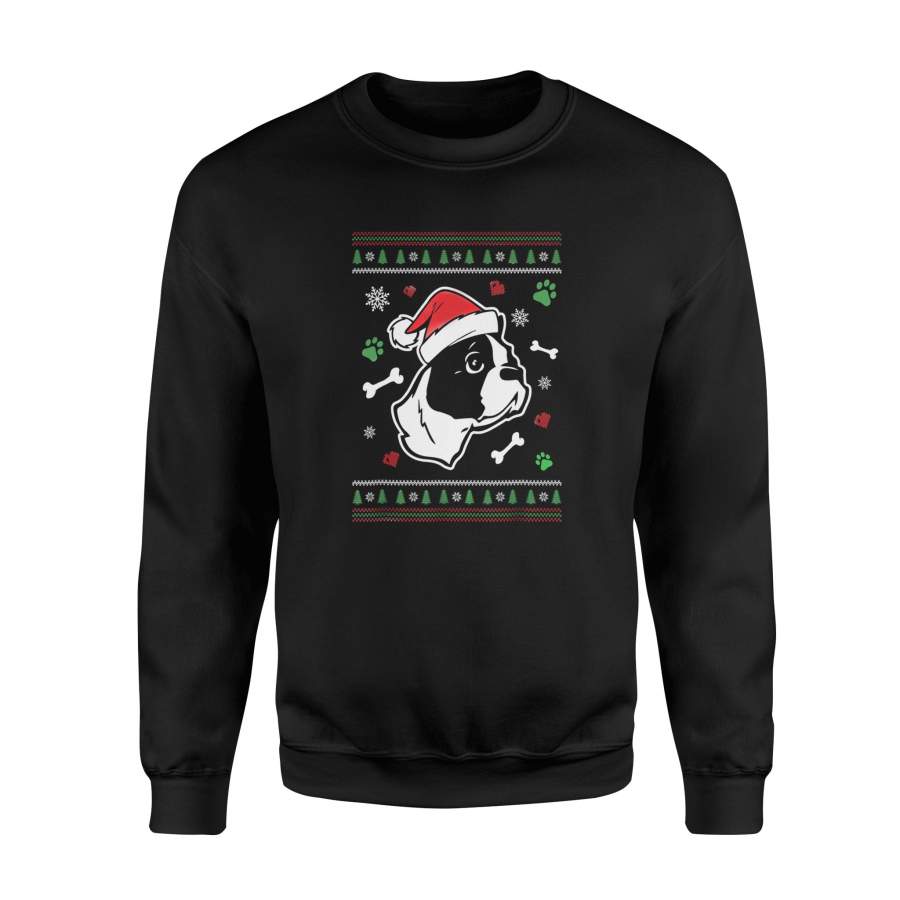 Boston Terrier Santa Claus Christmas Gift Dog T-Shirt – Standard Fleece Sweatshirt