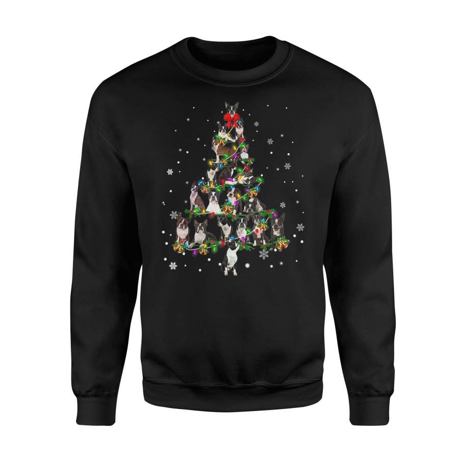 Cute Boston Terrier dog Christmas Tree gift decor Xmas tree T-Shirt – Standard Fleece Sweatshirt