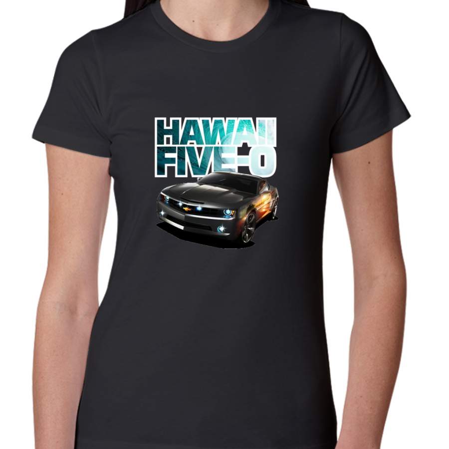 Hawaii Five-O Black Camaro (White Outline) Women T-Shirt