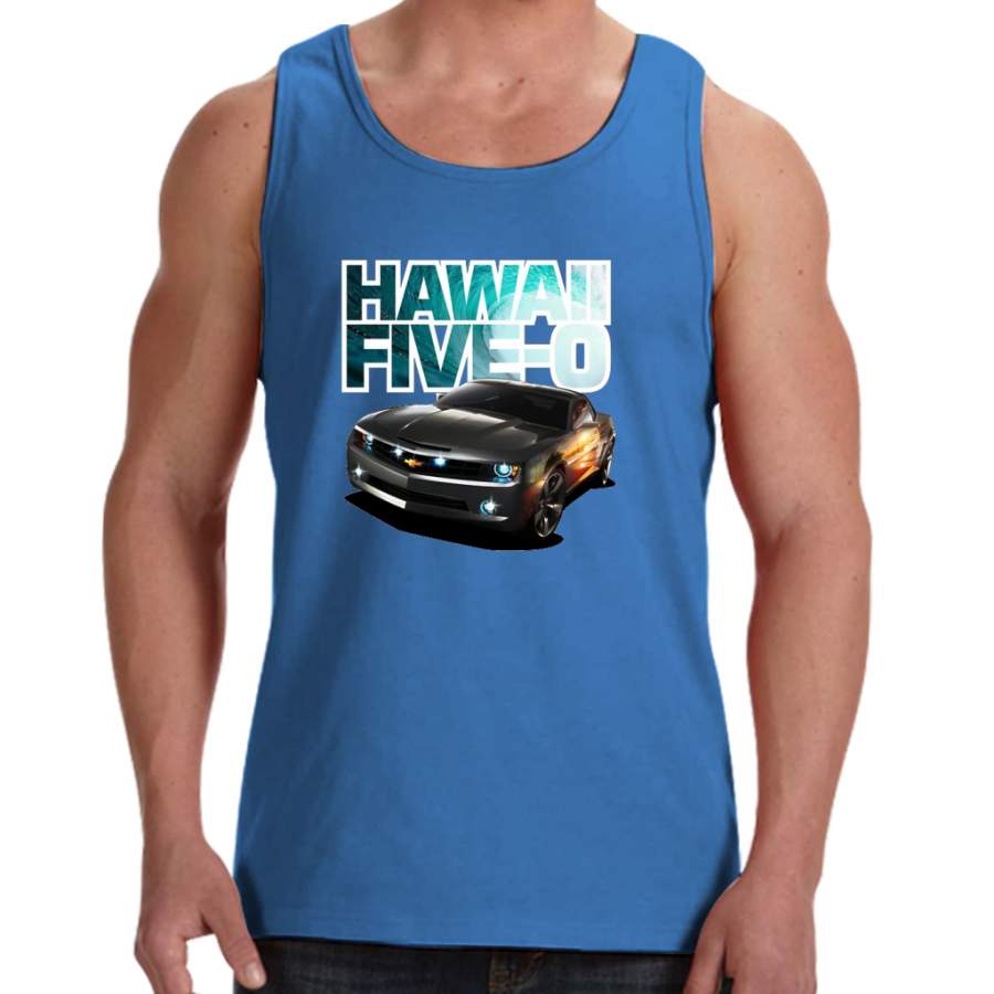 Hawaii Five-O Black Camaro (White Outline) Men Tank Top