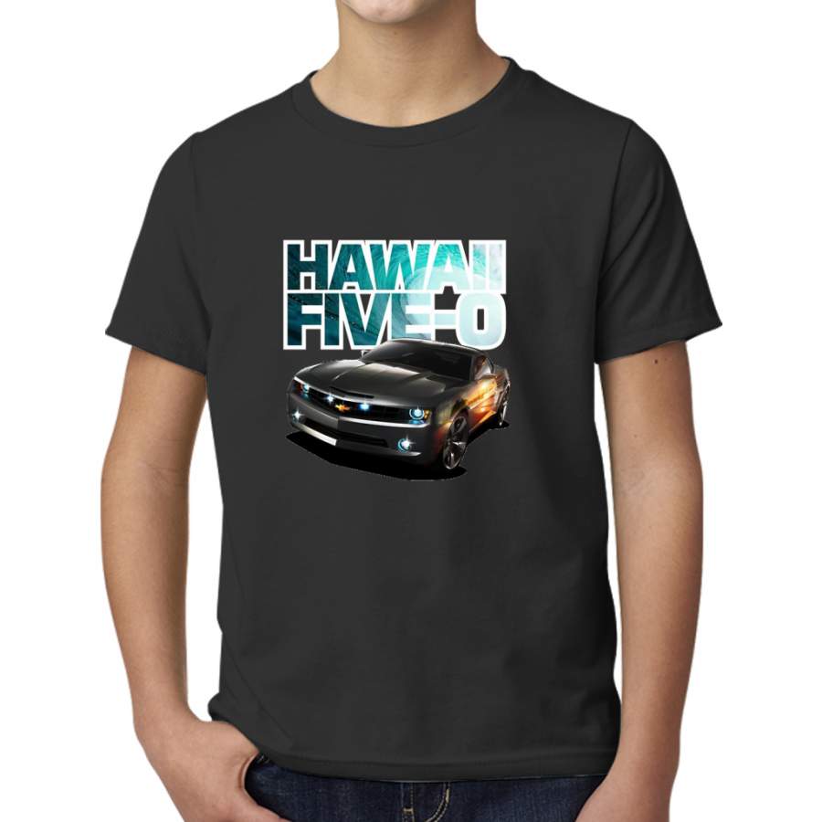 Hawaii Five-O Black Camaro (White Outline) Young T-Shirt