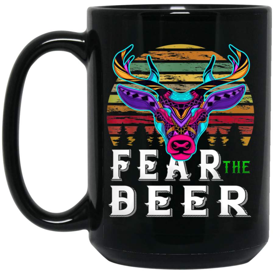 Fear The-Deer Gift For Milwaukee Basketball Bucks Fans retro 15 oz Black Mug