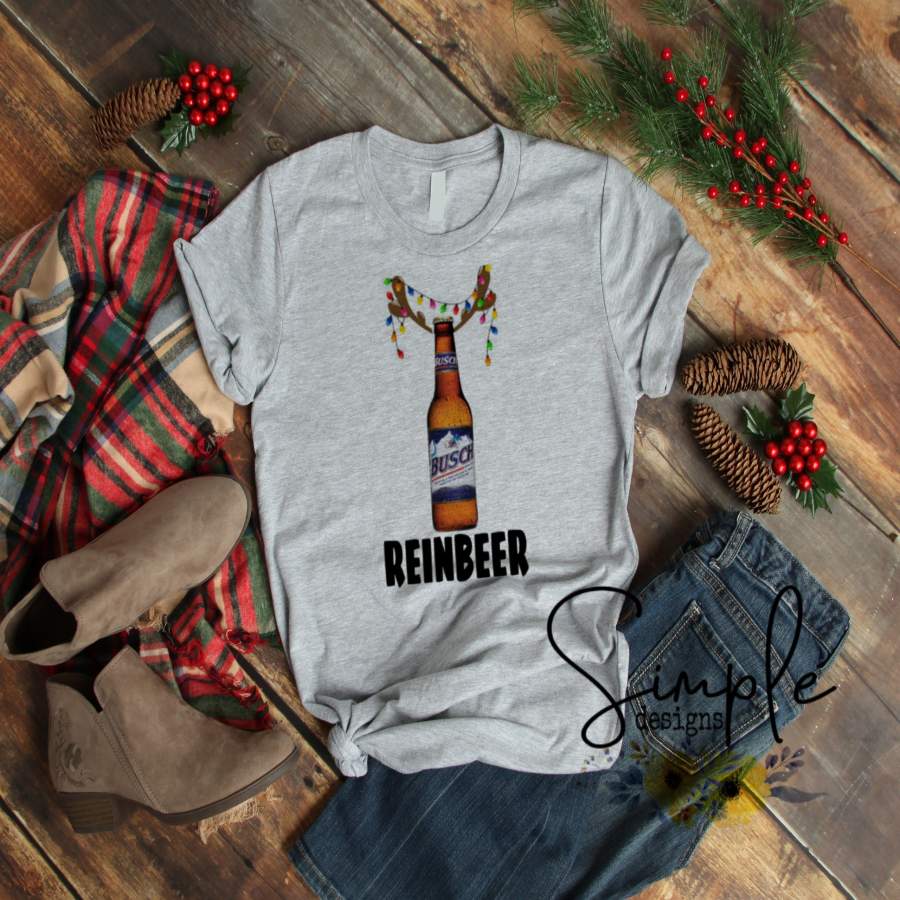 Busch Reindeer Christmas T-shirt, Long Sleeve Tees, Raglans