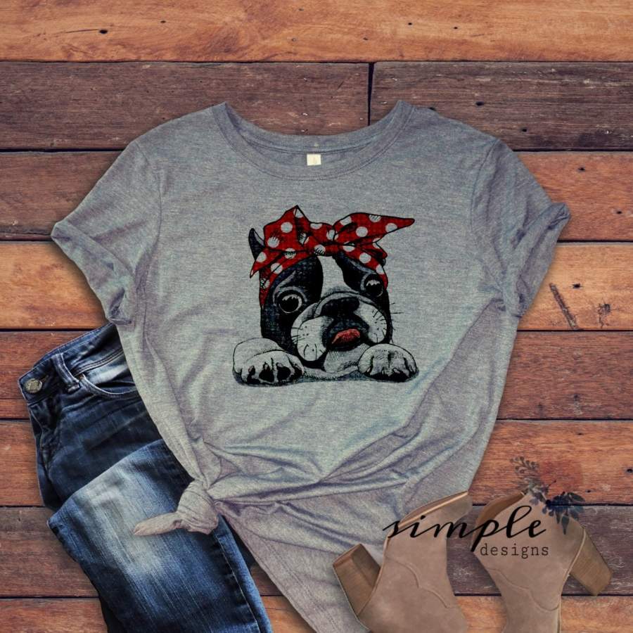 Boston Terrier Dog Mom T-shirt, Dog Mom Tee