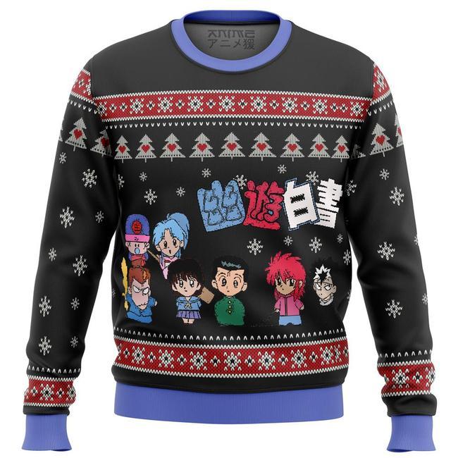 GHOST FIGHTER YU YU HAKUSHO CHIBIS PREMIUM UGLY CHRISTMAS SWEATER – AMAZING GIFT IDEA – THANKSGIVING GIFT