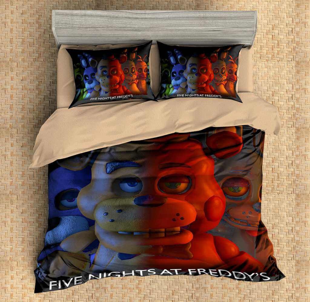 CUSTOM FIVE NIGHTS AT FREDDY’S 3D BEDDING SET DUVET COVER SET 3PCS FLAT SHEET PILLOWCASES