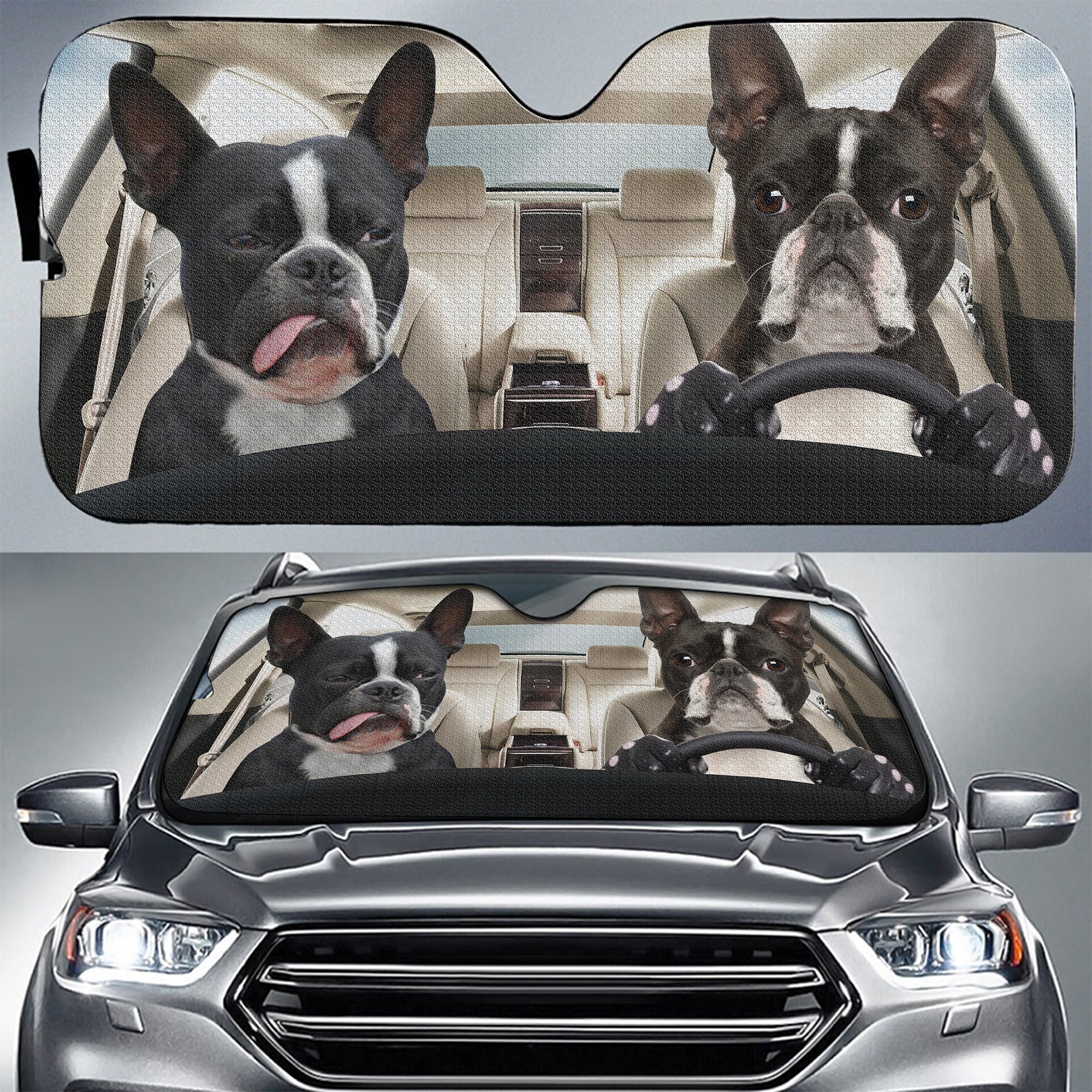 BOSTON TERRIER 3D PRINTED CARSHADE CLN gift ideas 2021