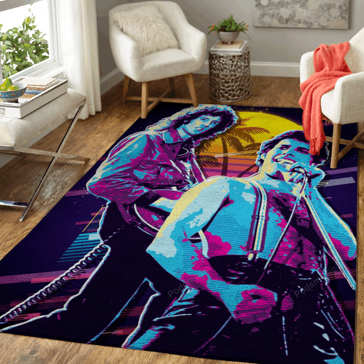 FreddieMercury BrianMay – Artwork Music Synthwave 80S Art For Fans Area Rug Carpet