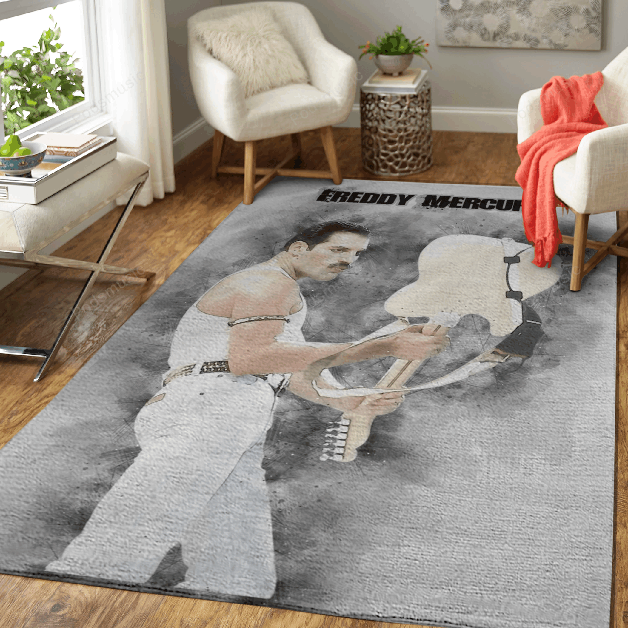 Freddie Mercury and Guitar – Sketch Greatest Musician Art For Fans Area Rug Carpet